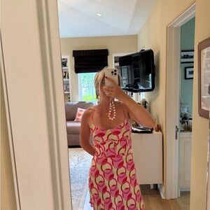 Zara Pink & Lime Geometric Slip Dress